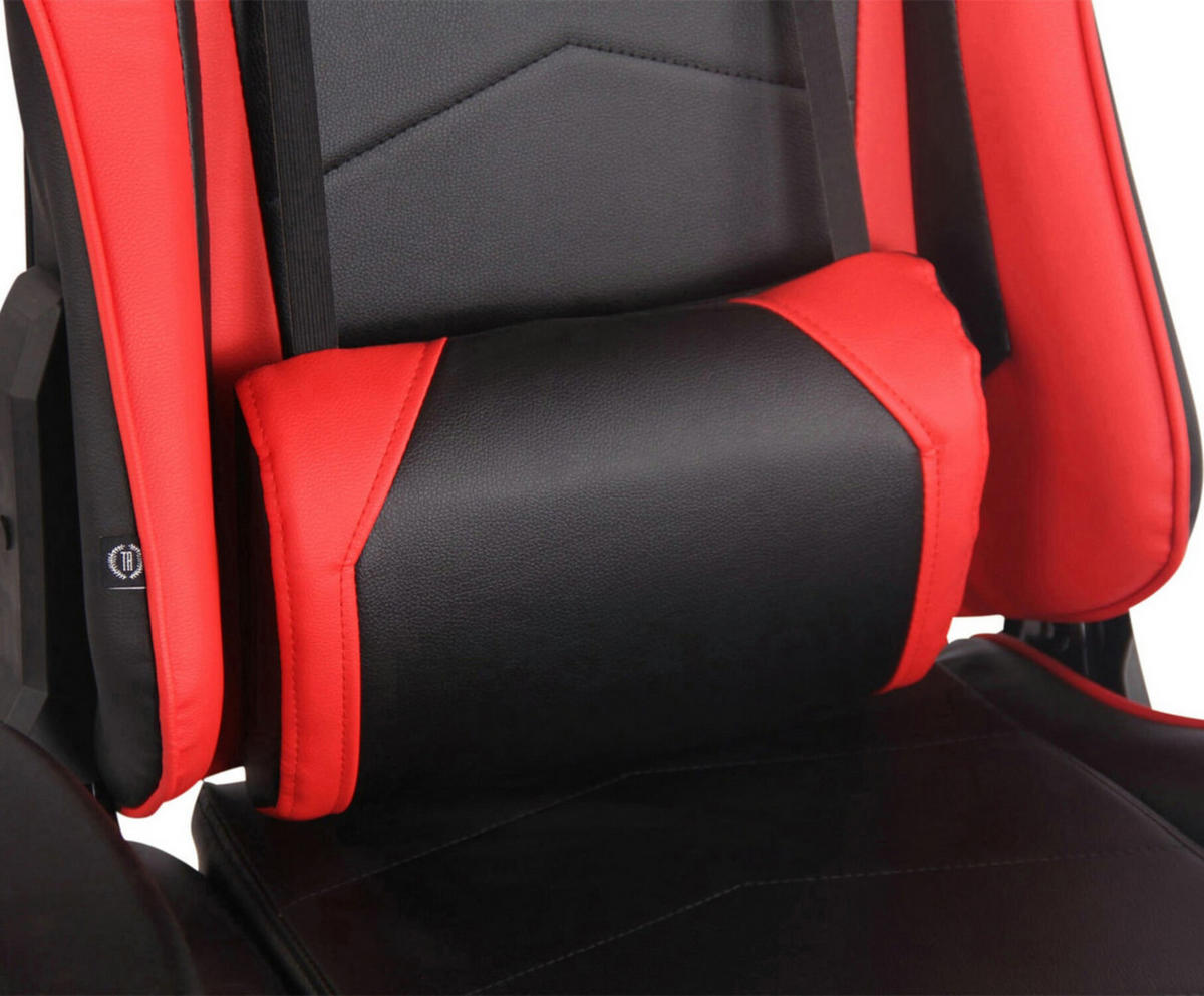 BÜROSTUHL Racing Turbine mit Fußablage, Schwarz/Rot - Rot, Kunststoff/Textil (67/142/58cm) - TPFLiving