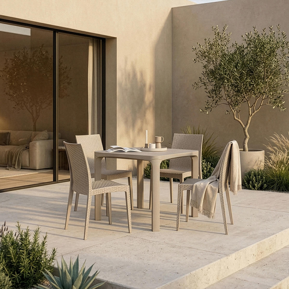 GARTENTISCH LEOPSI, Beige - Beige, Kunststoff (80/80/72cm) - KONSIMO®