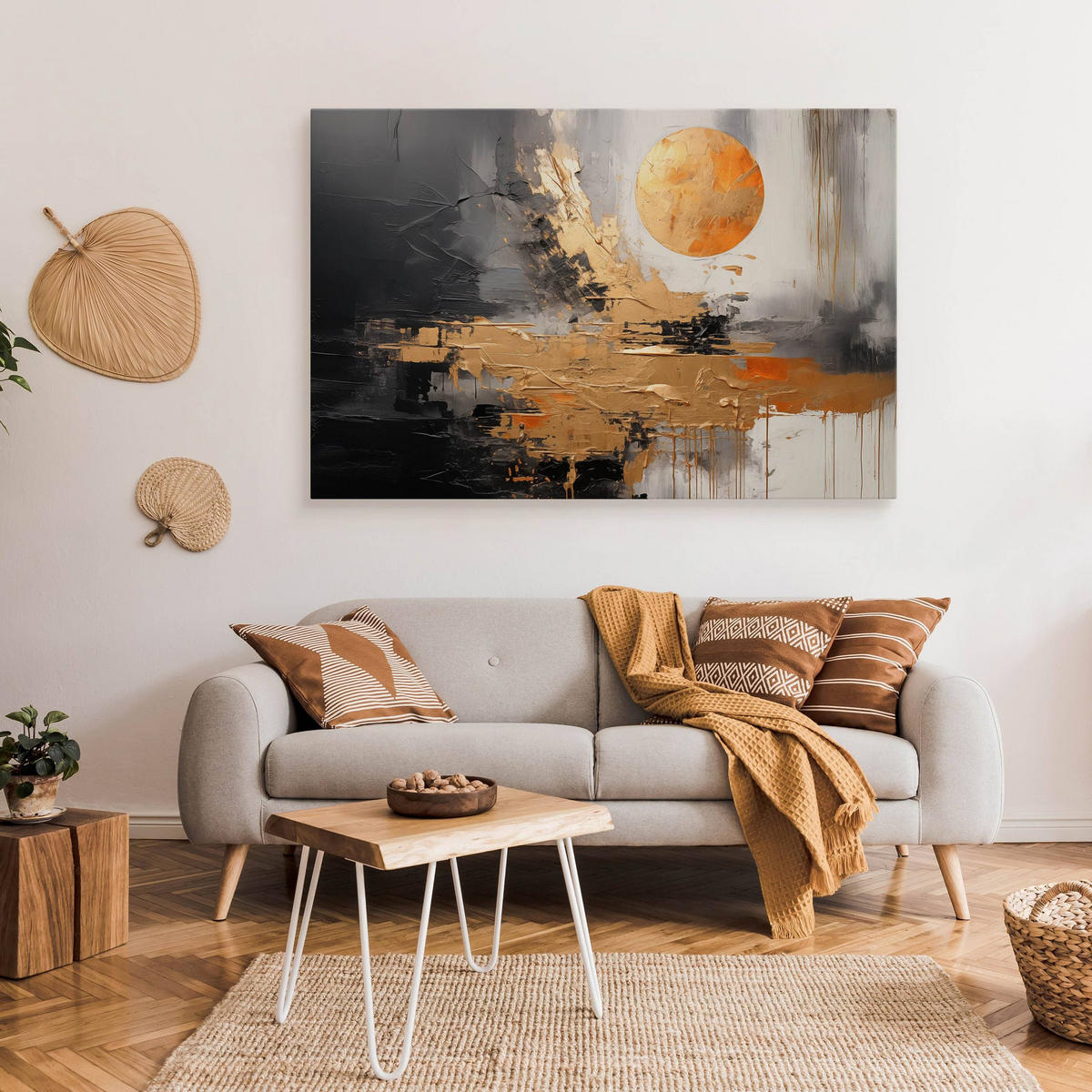 LEINWANDBILD Abstraktion Moderne Muster 40x30cm - Schwarz/Grau, Textil (40/30cm) - Muralo