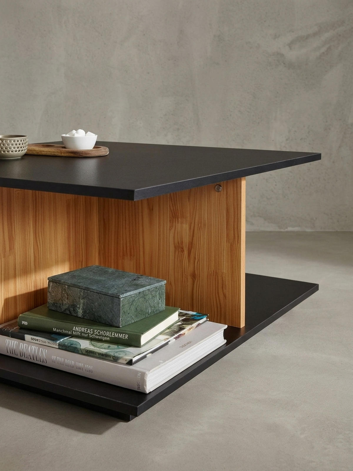 COUCHTISCH mit Rollen, Melaminharzbeschichtung und 2 Schubladen, Anthrazit 70x70x36 cm - Anthrazit/Schwarz, Holz (70/70/36cm) - KADIMA DESIGN