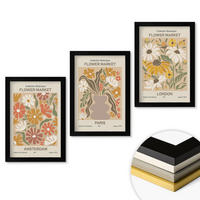 WANDBILDER 3er-Set - 20x30 cm Schwarzer Rahmen - Blumenmuster Amsterdam Paris London - Schwarz, Kunststoff (20/30cm) - ArtPrintCave