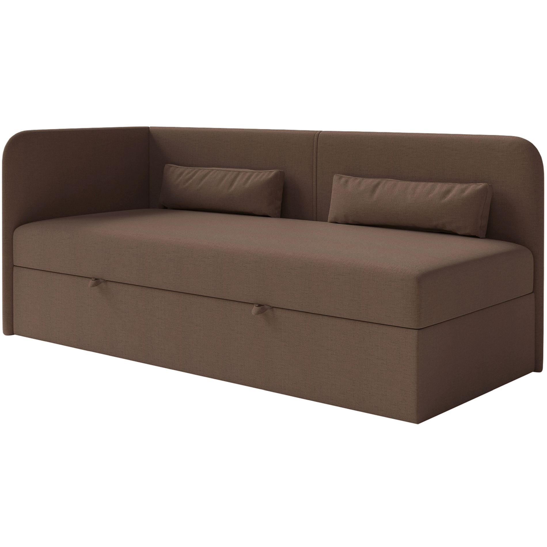JUGENDBETT Calmmo Dunkelbraun mit Chenille-Bezug, Kopfteil links - Dunkelbraun, Textil (90/200cm) - Selsey