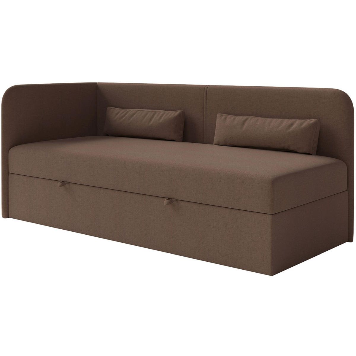 JUGENDBETT Calmmo Dunkelbraun mit Chenille-Bezug, Kopfteil links - Dunkelbraun, Textil (90/200cm) - Selsey