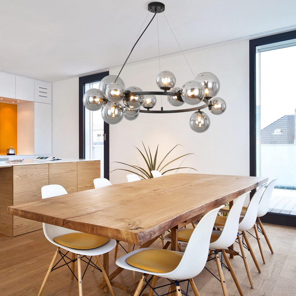 PENDELLEUCHTE Lily 80/80/180 cm - Schwarz, Metall (80/80/180cm) - ZMH