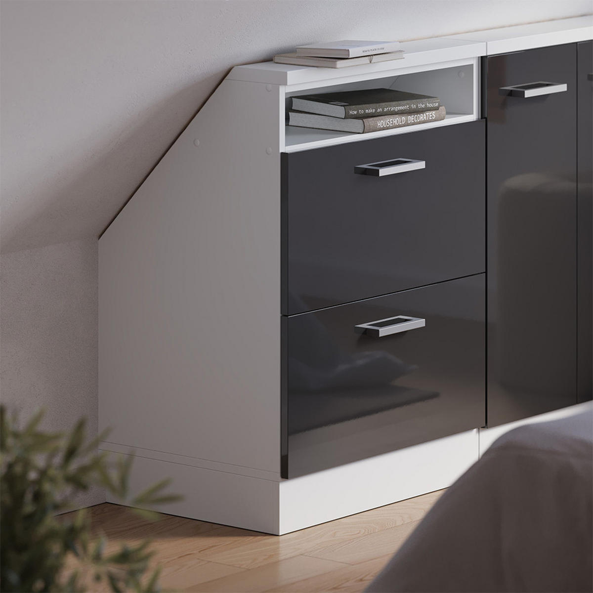 Schwarz Hochglanz, Holzwerkstoff (60/81.6/46cm) - Vicco