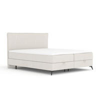 BOXBETT Peru Creme 160/200 cm im Webstoff - Creme/Schwarz, Holz/Holzwerkstoff (160/200cm) - Maison de Reve