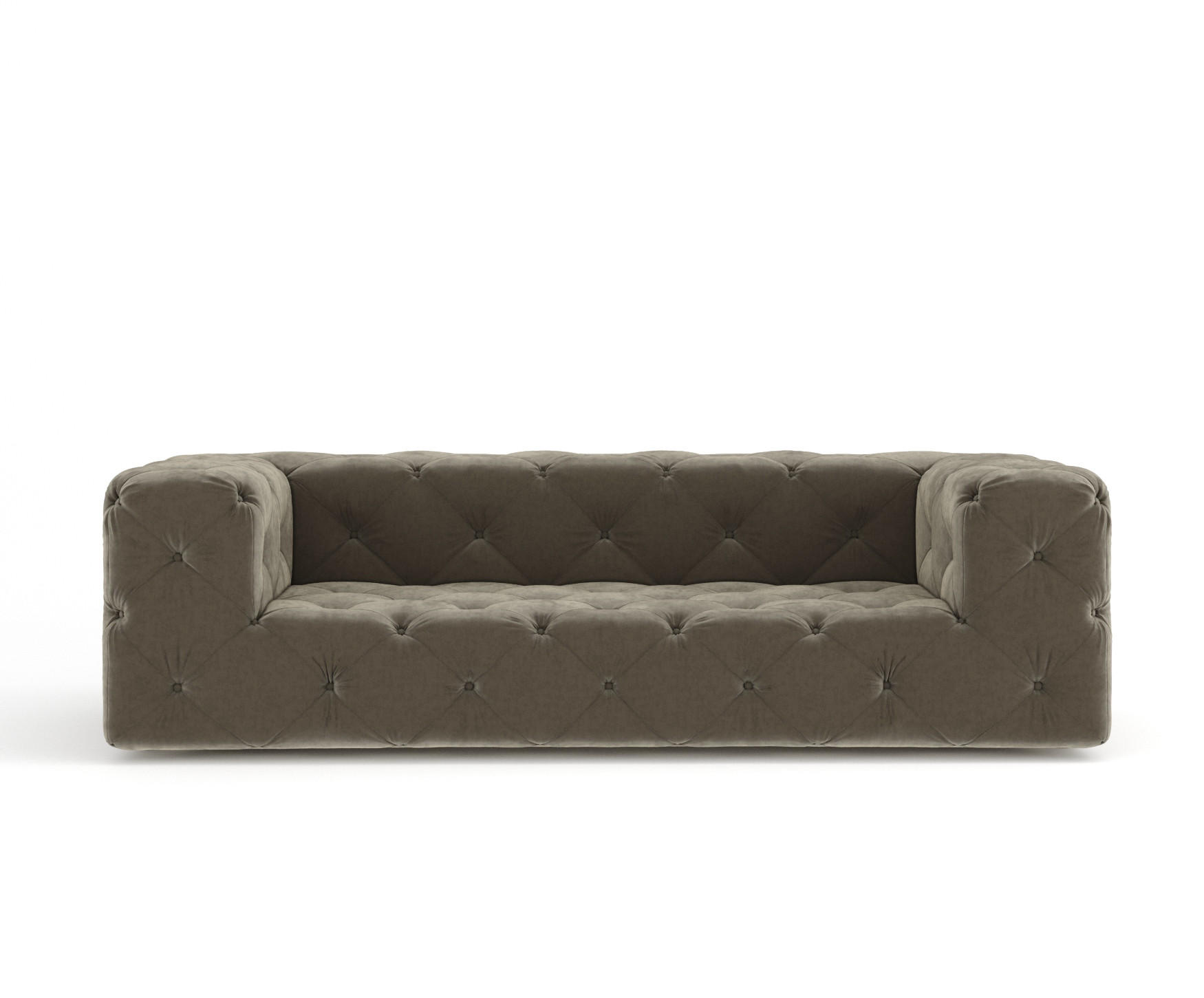3-SITZER-SOFA Cosimo Taupe Samtstoff - Taupe/Schwarz, Holz/Holzwerkstoff (230/71/100cm) - Maison de Reve