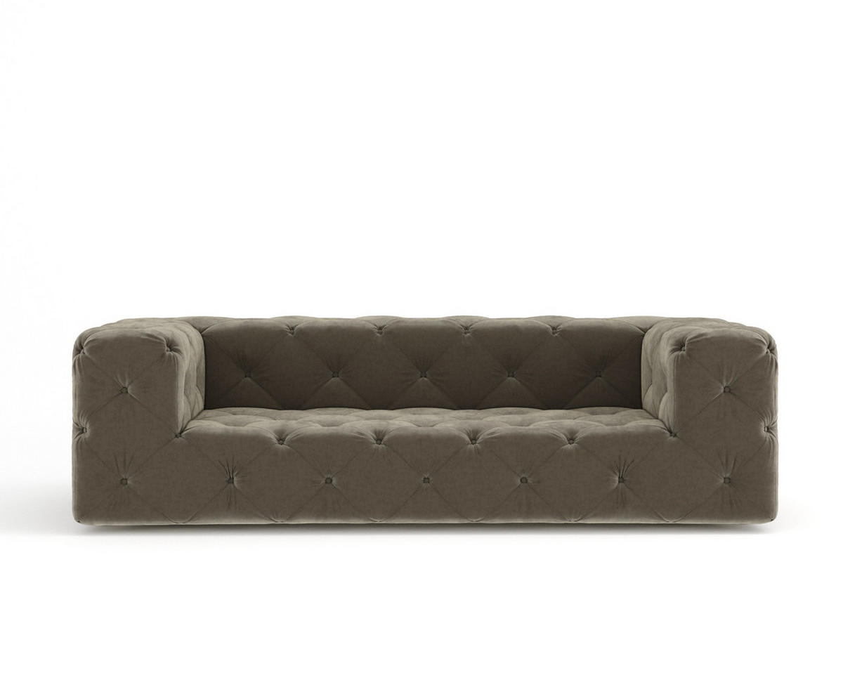3-SITZER-SOFA Cosimo Taupe Samtstoff - Taupe/Schwarz, Holz/Holzwerkstoff (230/71/100cm) - Maison de Reve