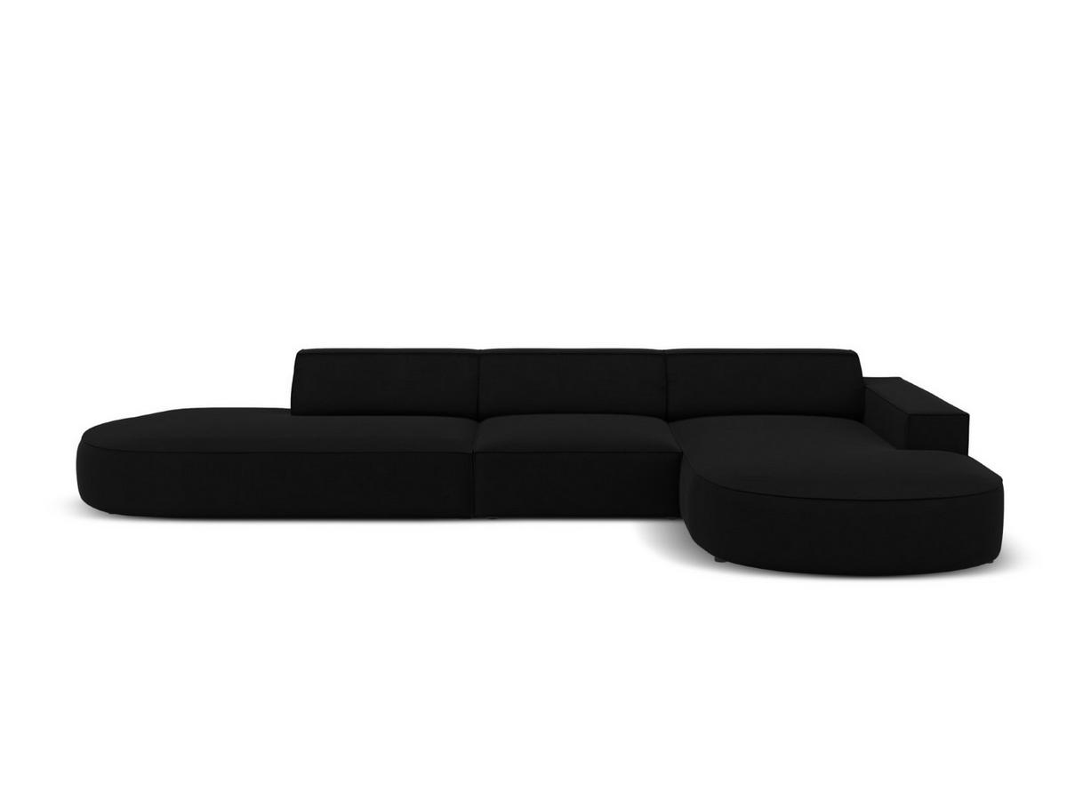 ECKSOFA rechts Jodie aus Samt schwarz 4 Sitzplätze - Schwarz, Textil (166/342cm) - Micadoni