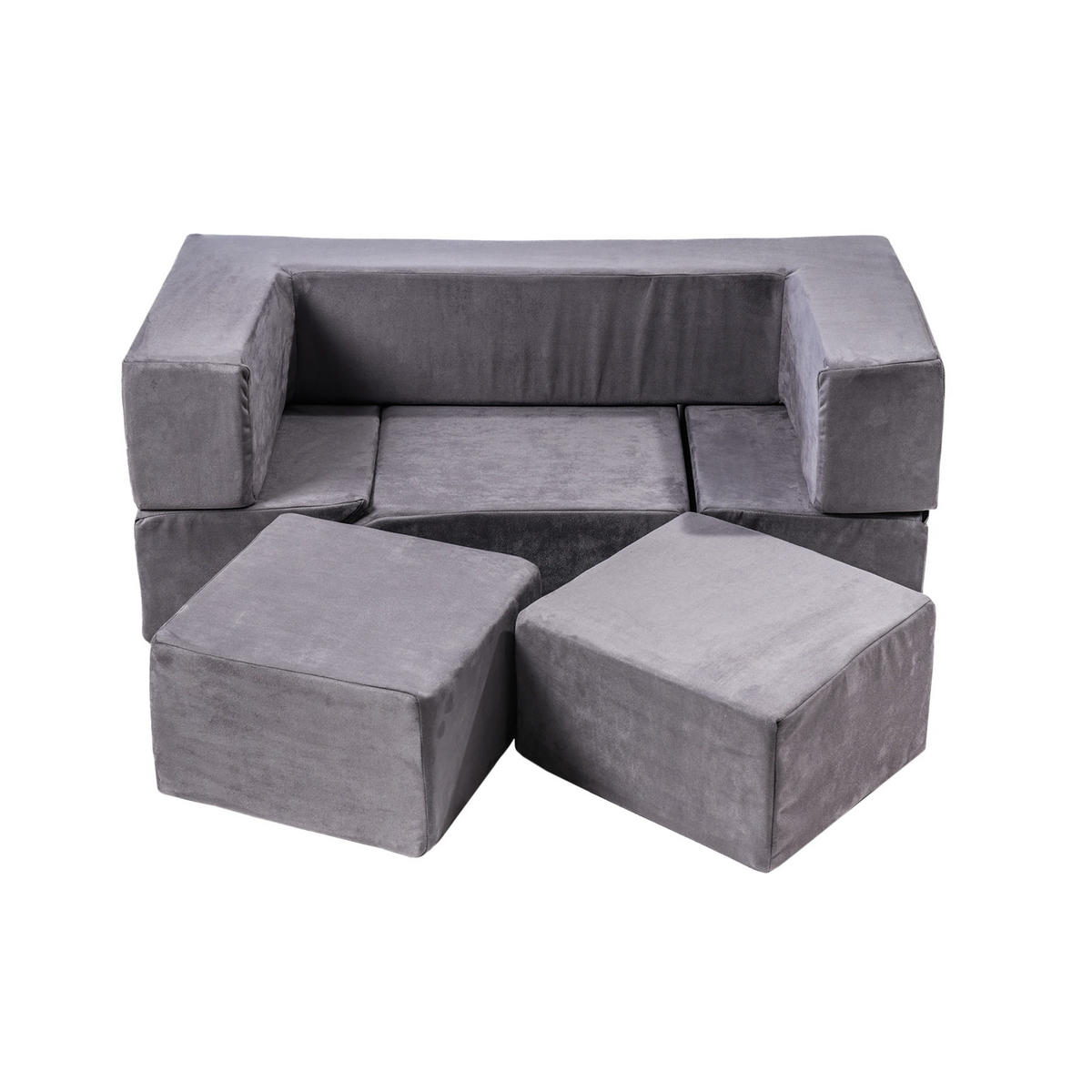 KINDERSOFA, Modulares Sofa für Kinder, Samt, Grau - Grau, Textil (35/100/40cm) - MeowBaby
