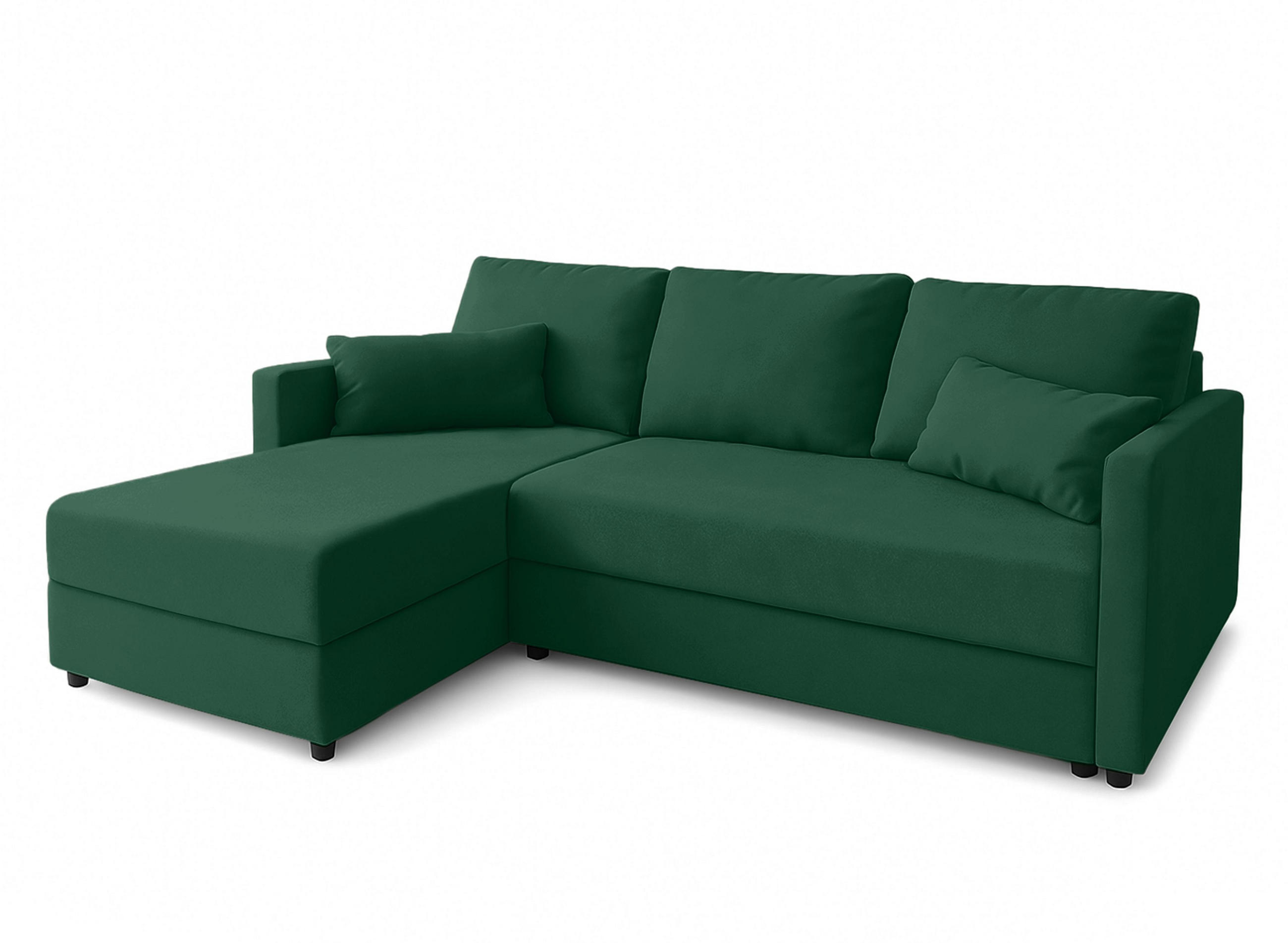 ECKSOFA L Form Dolceo Dunkelgrün 226/140/78 cm – Schlaffunktion Universell Rechts Links - Dunkelgrün/Schwarz, Kunststoff/Textil (226/140cm) - AX Living
