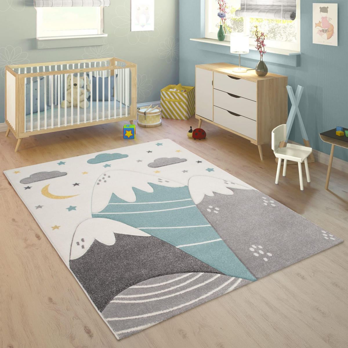 KINDERTEPPICH Berge Kinderzimmer schmutzabweisend Creme Rechteckig 200x290 - Beige, Textil (200/290cm) - KADIMA DESIGN