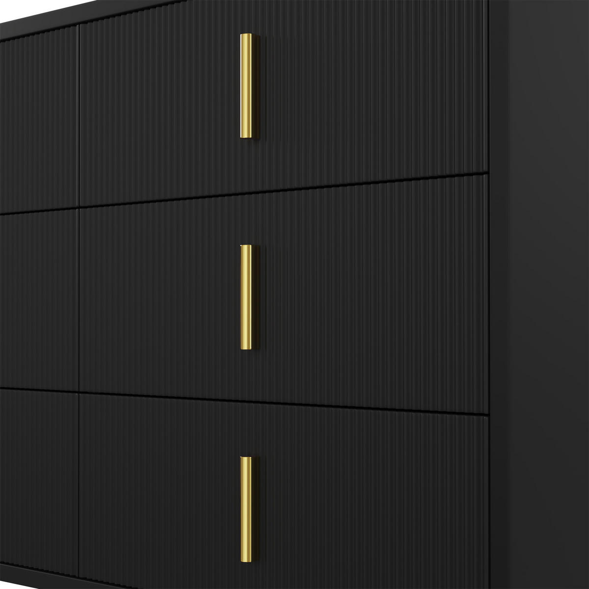 KUCHYŇSKÁ SKŘÍŇ bílá, velký úložný prostor, zlaté úchytky, do obývacího pokoje a jídelny, 120×40×77 cm - černá/zlatá, kov/kompozitní dřevo (120/77/40cm) - STILVORA