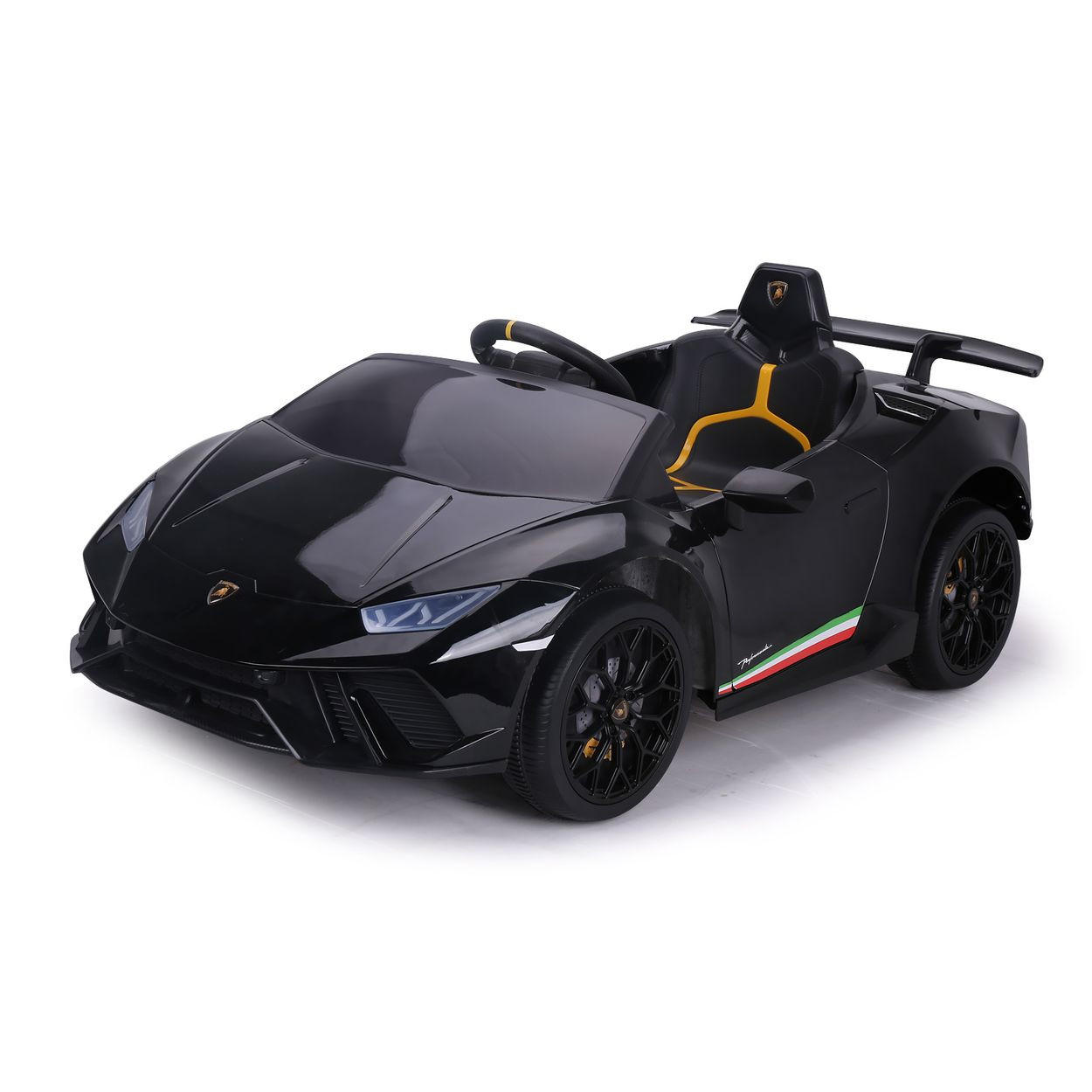 ELEKTROAUTO Lamborghini Huracan black Fernbedienung, Musikfunktion - Schwarz, Kunststoff (120/64/47cm) - Chipolino