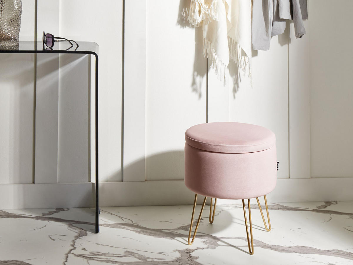 POUF Pastellrosa Silas - Pink, Textil (42/44/42cm) - Beliani