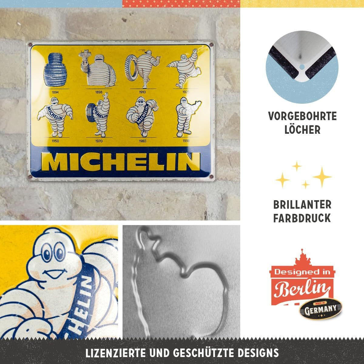 BLECHSCHILD 30/40 cm Michelin Logo Evolution - Multicolor, Metall (40/30/0.2cm) - Nostalgic-Art