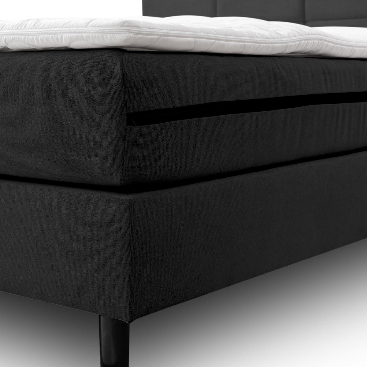 BOXSPRINGBETT Paris, Polsterbett Maße: 160x200 cm, Farbe: Schwarz, Velourstoff, Doppelbett mit Bonell-Matratze H3 inkl. Topper - Schwarz, Holz/Kunststoff (160/200cm) - VENASI MÖBEL
