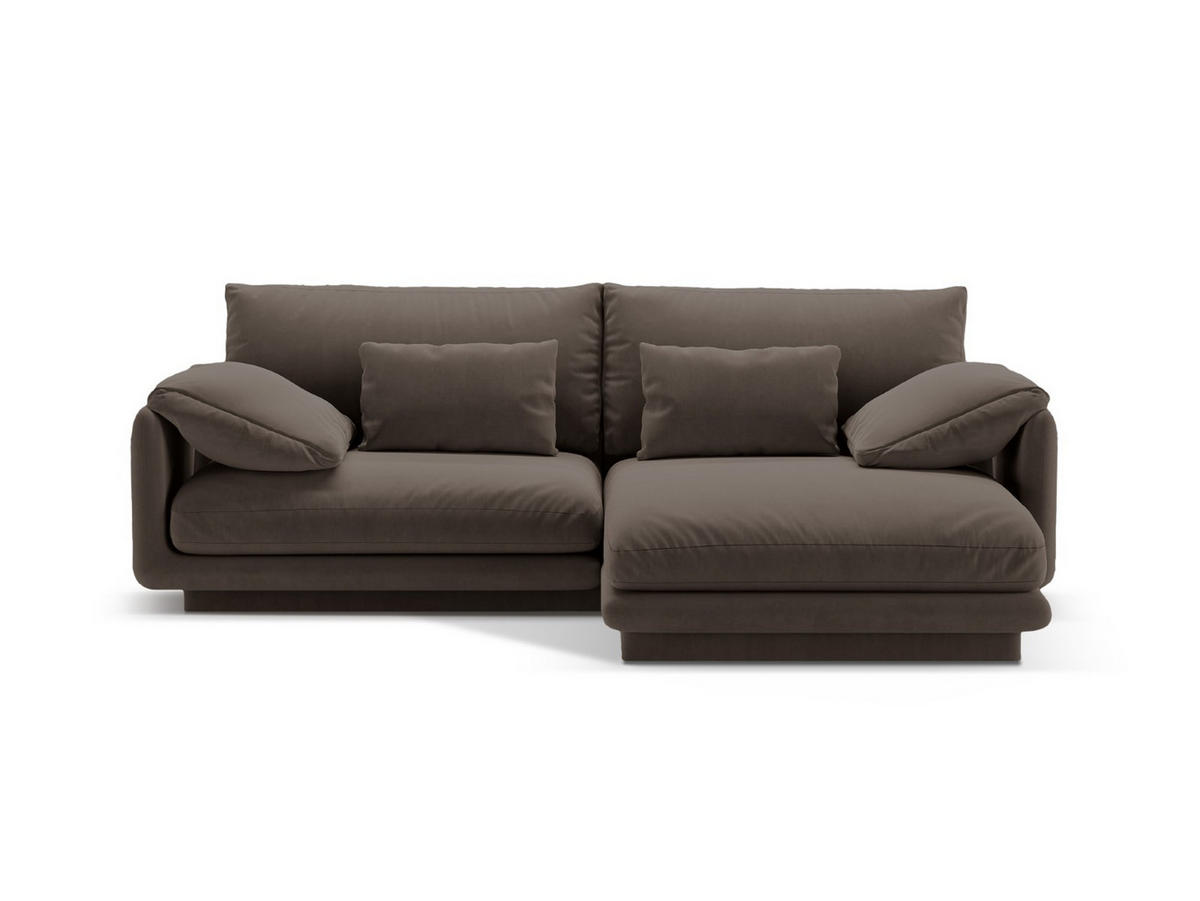 ECKSOFA rechts Torino aus Samt ebenholz 3 Sitzplätze - Graubraun, Textil (170/220cm) - Micadoni