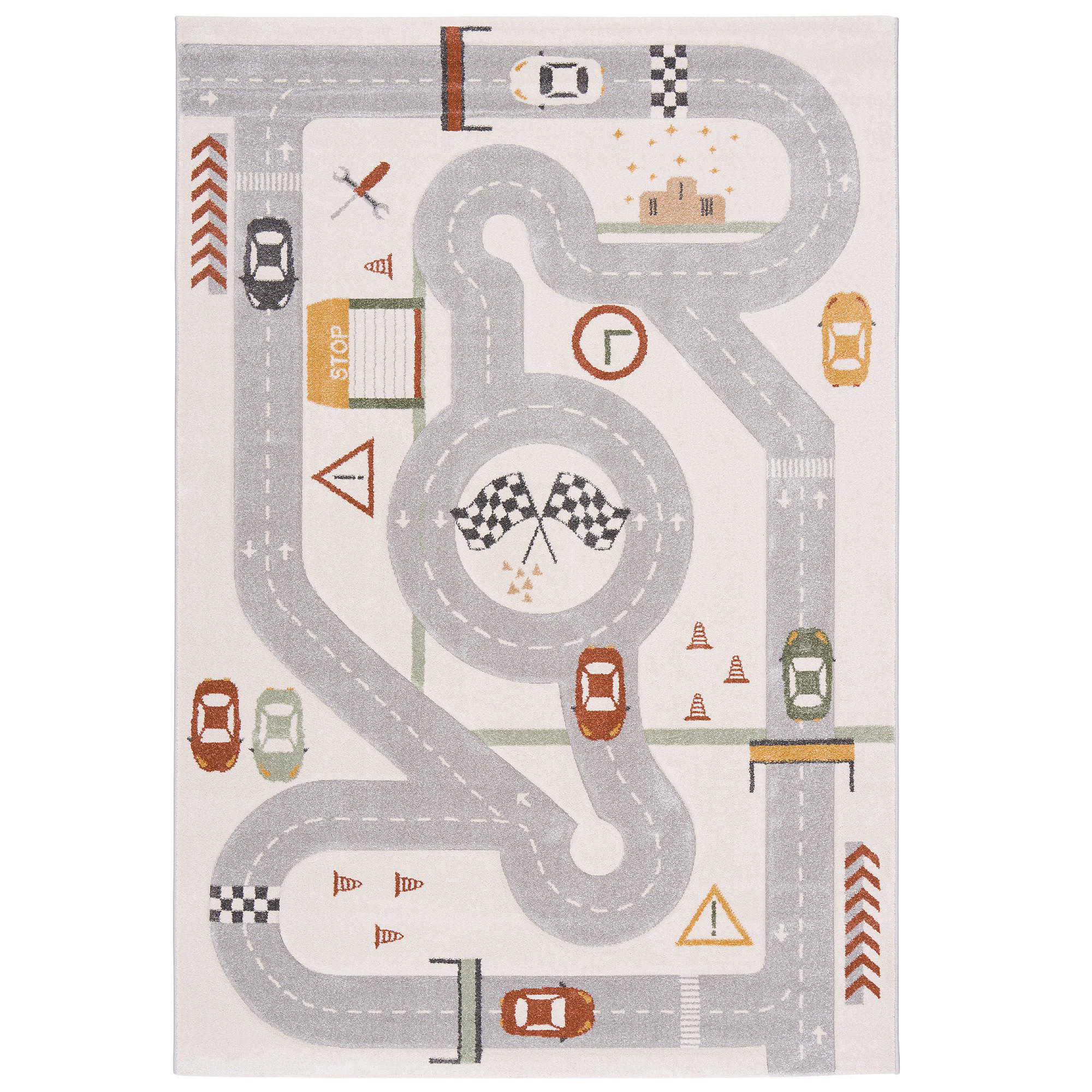 KINDER TEPPICH MAUI KIDS RENNBAHN - Grau, Textil (200/290cm) - Pergamon