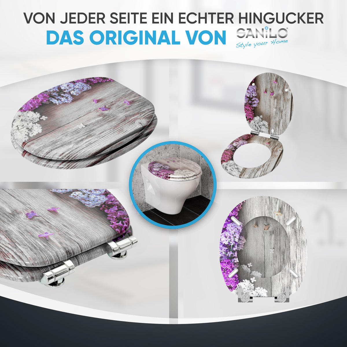 WC-SITZ mit Absenkautomatik Flieder - Violett, Holzwerkstoff (38/6/47cm) - Sanilo