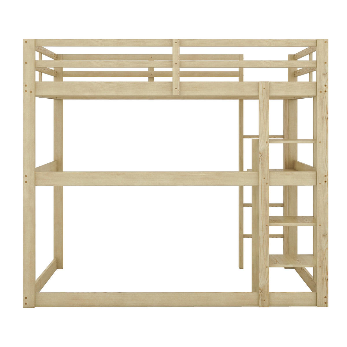 HOCHBETT 140/200 cm DE-04413, mit Schreibtisch und 4 Ablagefächern in Natur - Naturfarben, Holz/Holzwerkstoff (140/200cm) - ComfortXL
