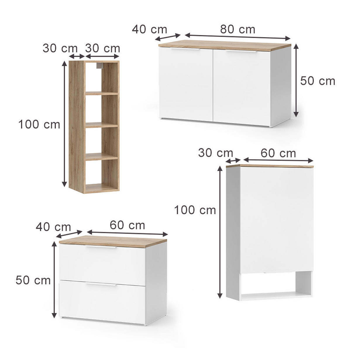 NÁSTĚNNÁ SKŘÍŇKA Wido Bílá/Sonoma - bílá/Sonoma dub, kompozitní dřevo (80/50/40cm) - Vicco