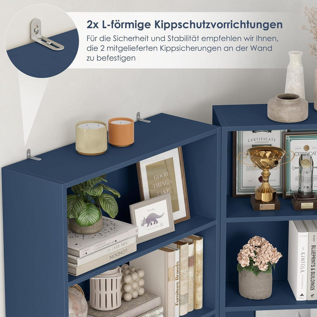 BÜCHERREGAL 6 Fächer 180 x 60 x 23,5 cm blau - Blau, Holzwerkstoff (60/180/23.5cm)