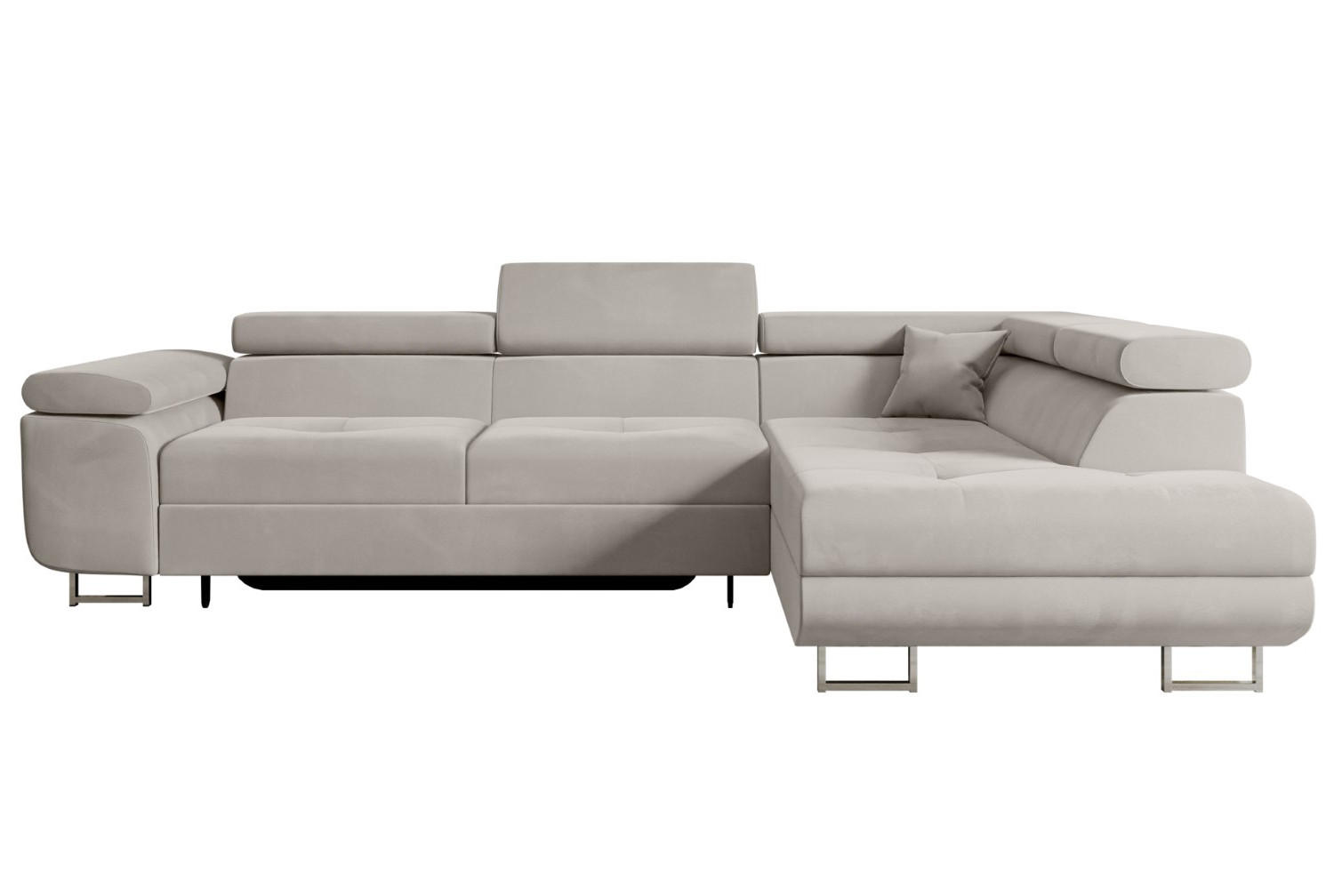 ECKSOFA mit Schlaffunktion und Bettkasten GUSA-L 272x202x107 cm Hellbraun Velours - Hellbraun/Silberfarben, Holzwerkstoff/Textil (272/202cm) - ALTDECOR