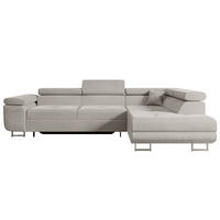 ECKSOFA mit Schlaffunktion und Bettkasten GUSA-L 272x202x107 cm Hellbraun Velours - Hellbraun/Silberfarben, Holzwerkstoff/Textil (272/202cm) - ALTDECOR