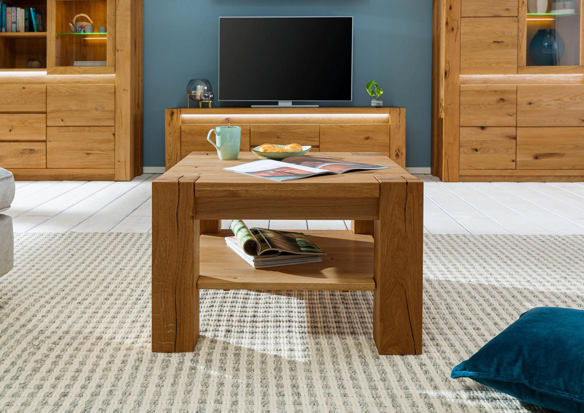 COUCHTISCH Wildeiche 70x70x45 braun geölt KENT #314 - Dunkelbraun, Holzwerkstoff (70/70/45cm) - Massivmoebel24