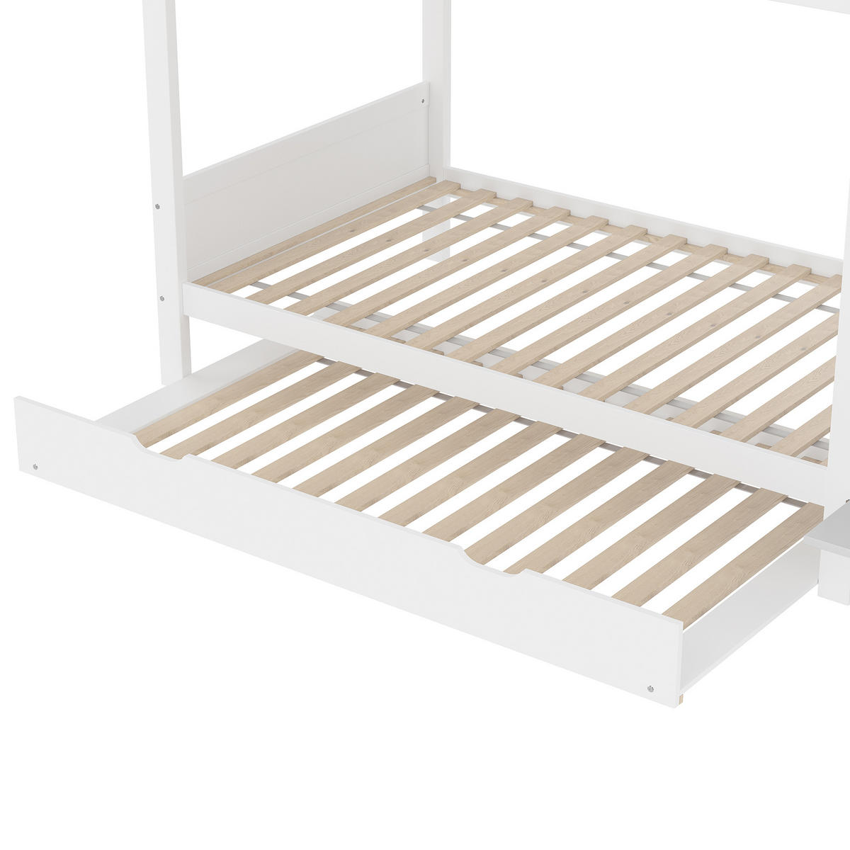 ETAGENBETT Kiefernholz Weiß 90/200 cm mit Ausziehbett und Kleiderschrank - Weiß, Holz (90/200cm) - ComfortXL