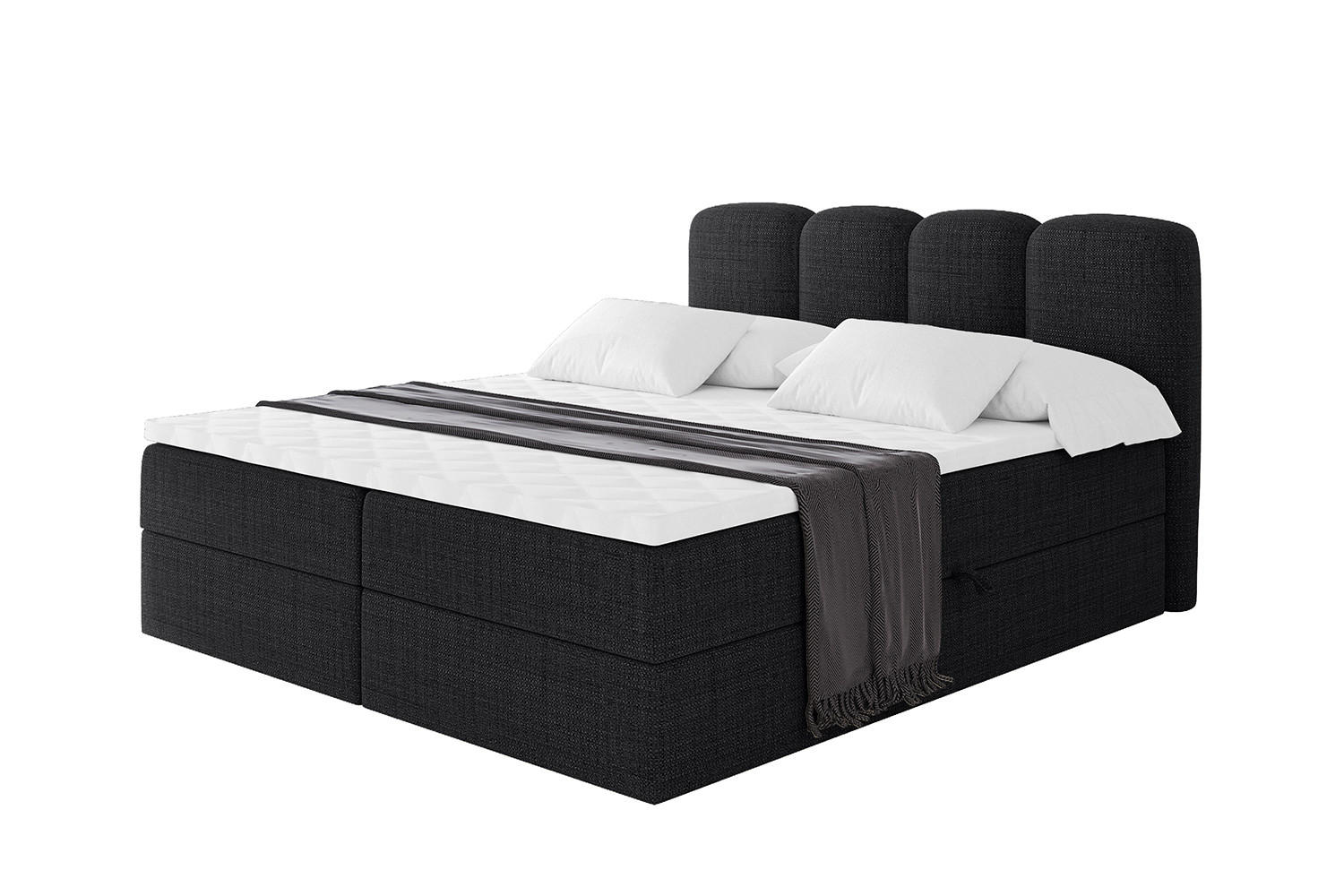 BOXBETT mit Matratze H4 - NINA - 160x200 cm - Schwarz - Schwarz, Holzwerkstoff (160/200cm) - ALTDECOR