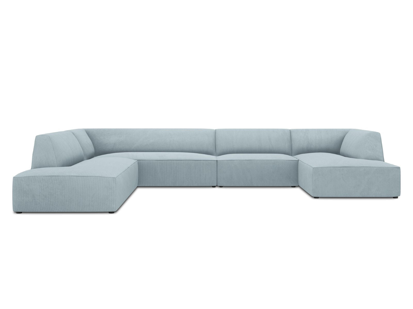PANORAMASOFA links Ruby aus Cord hellblau 7 Sitzplätze - Hellblau, Textil (273/69/366cm) - Micadoni