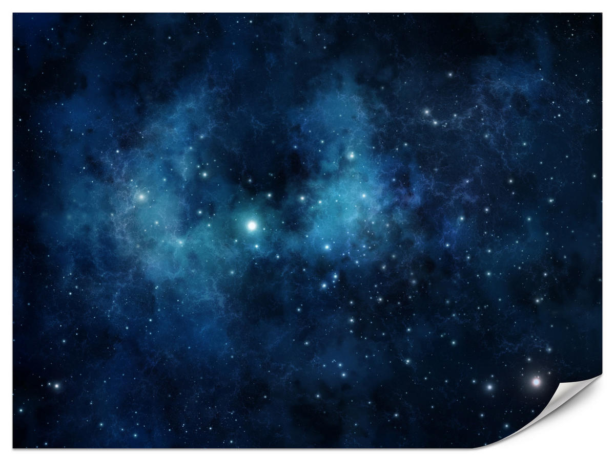 FOTOTAPETE für Wohnzimmer Sternenhimmel Nacht Galaxis 400x280 - Blau/Schwarz, Papier (400/280cm) - Muralo