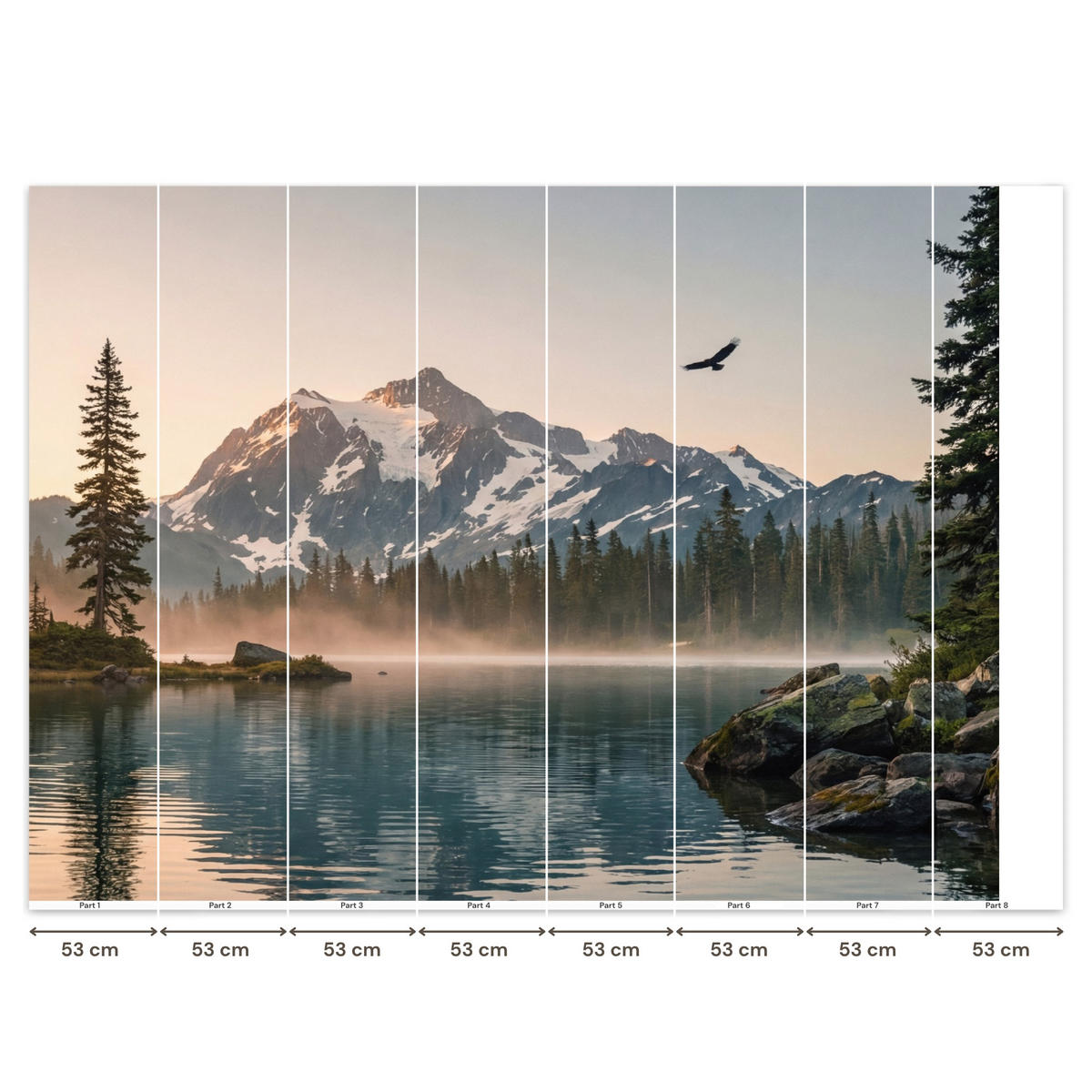 TAPETE - Berge - Wasser - Bäume - 400x300 cm - Multicolor, Papier (400/300cm) - OnlyWow