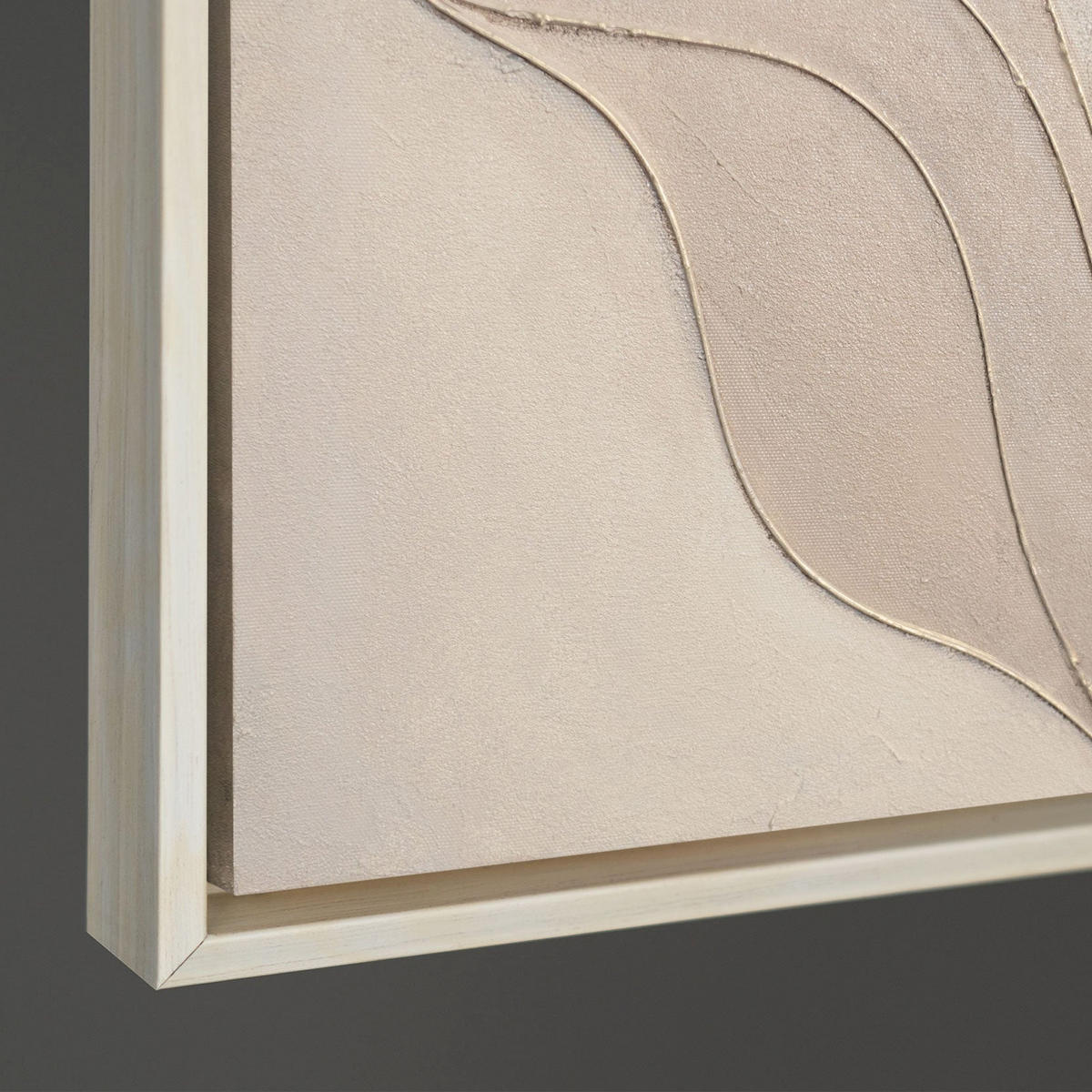 GEMÄLDE Wind in den Blättern Schattenfugenrahmen Beige 140x100 cm - Beige, Holz (140/100cm) - YS-art gallery