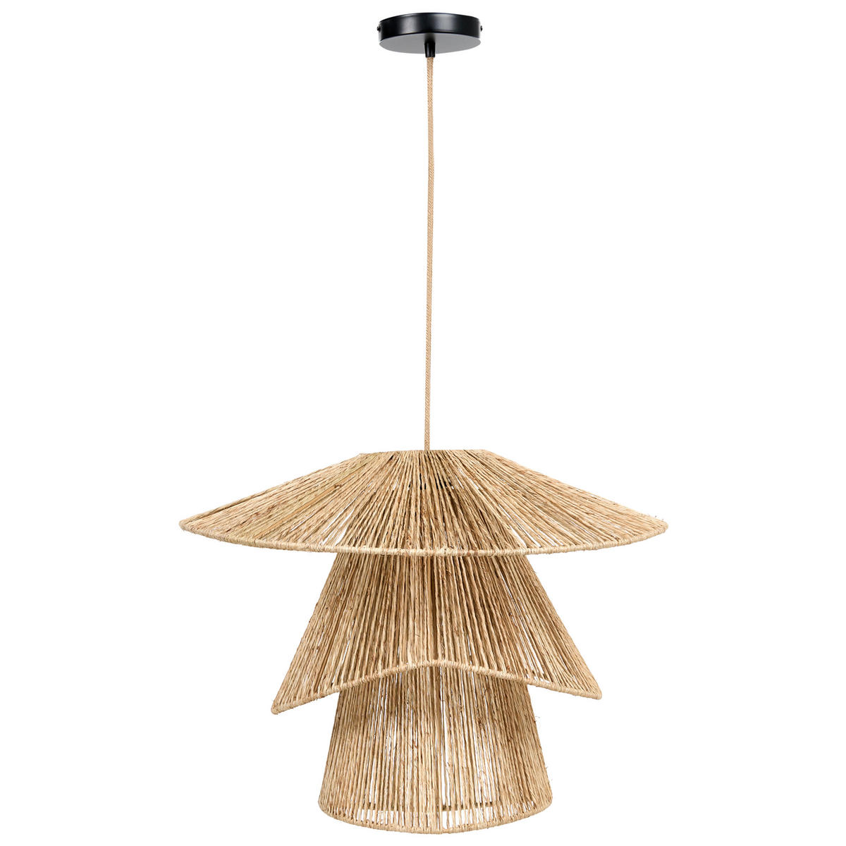 HÄNGELEUCHTE Naturfarben Bedas - Schwarz/Naturfarben, Naturmaterialien (55/55/187cm) - Beliani