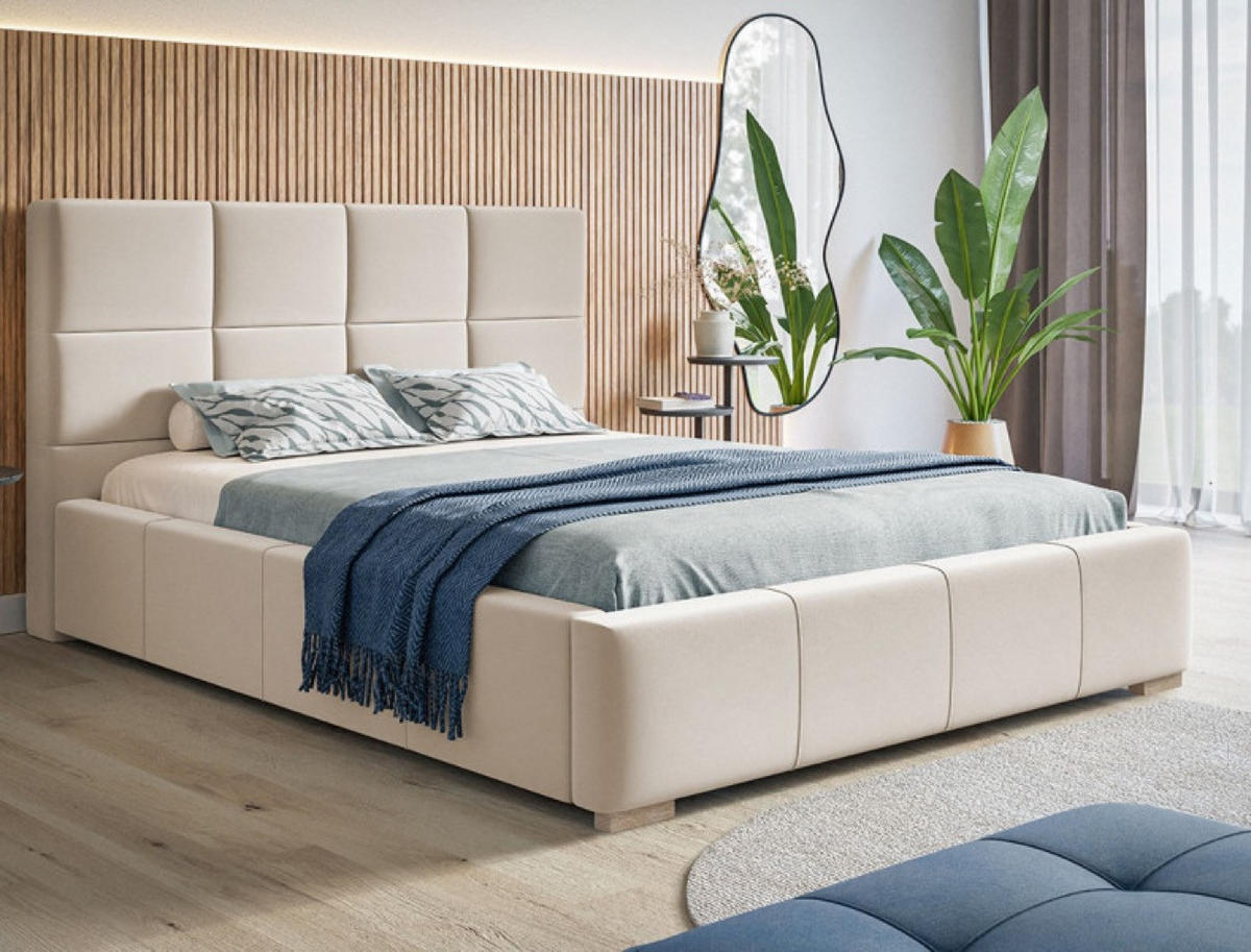 BETT Beige BEN 7 Mit Bettkasten 180x200 cm - Beige/Schwarz, Textil (180/200cm) - Sepro Meble