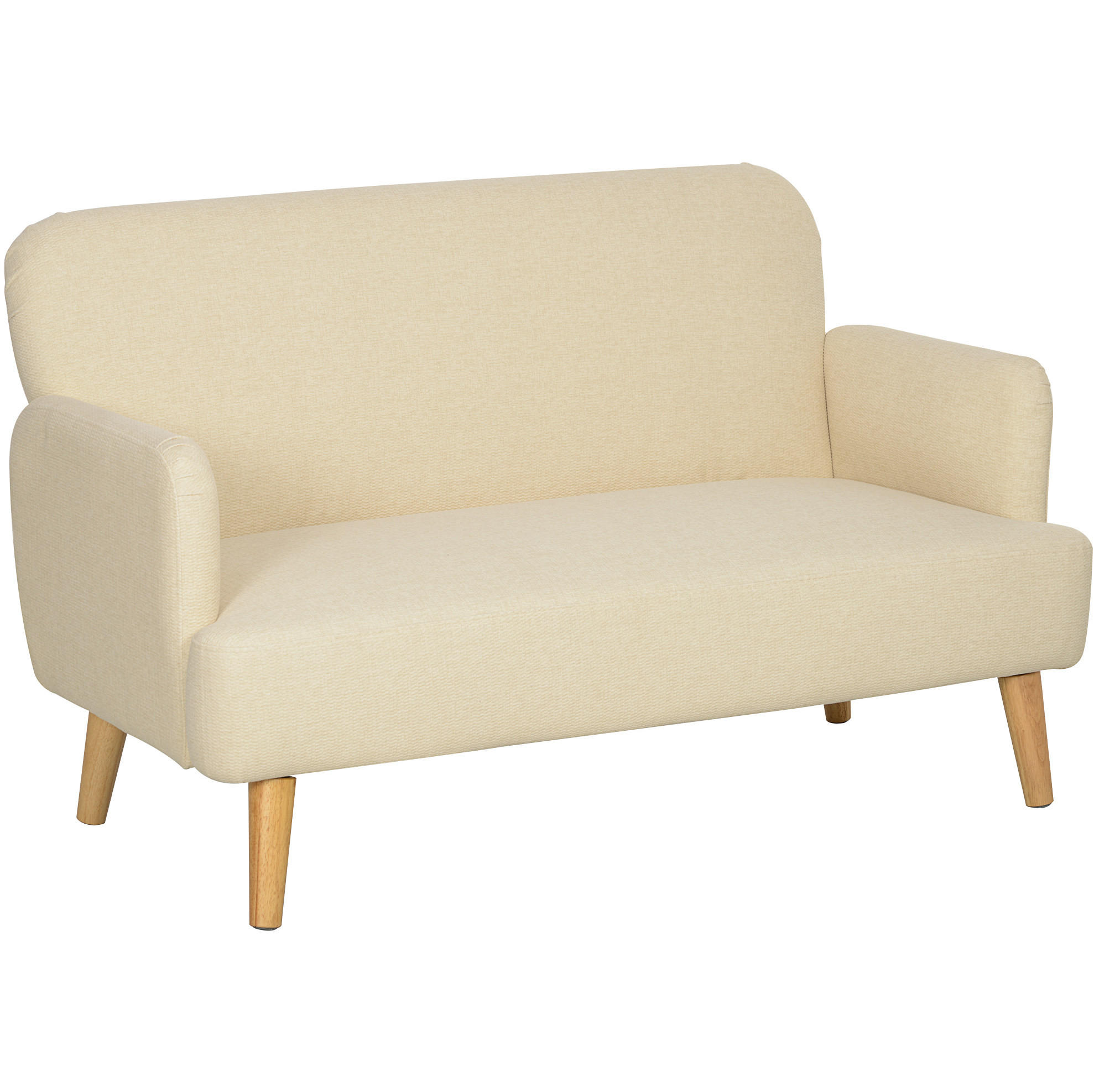2-SITZER 130/74/79 cm Cremeweiß aus Samt mit Holzbeinen - Creme, Textil (74/79/130cm) - OKMYHOME