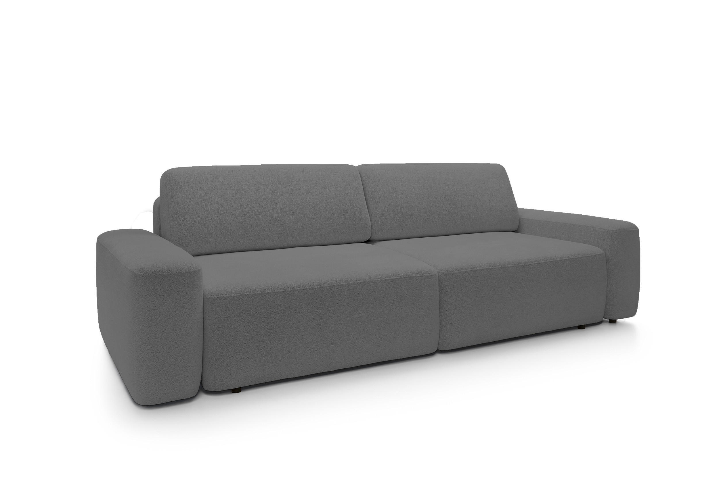 SOFA 4-Sitzer freistehend, Bettzeugcontainer, Polsterung aus PUR-Schaum, Stoff Raven, Schlaffunktion: 120x200 cm, Größe: 257x82x105 cm, Grau - Grau, Holz/Textil (257/82/105cm) - DomoHome