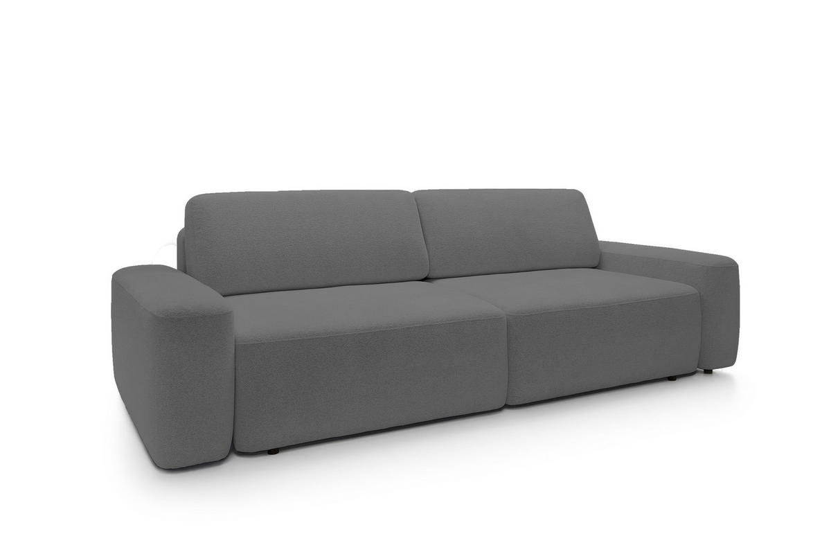 SOFA 4-Sitzer freistehend, Bettzeugcontainer, Polsterung aus PUR-Schaum, Stoff Raven, Schlaffunktion: 120x200 cm, Größe: 257x82x105 cm, Grau - Grau, Holz/Textil (257/82/105cm) - DomoHome
