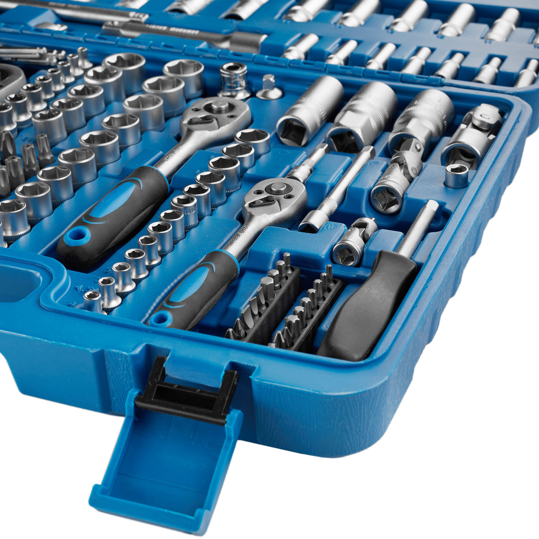 STECKSCHLÜSSELSATZ, übersichtliche Anordnung im Kunststoffkoffer,blau - Blau, Metall (46.5/33.5/9cm) - tectake