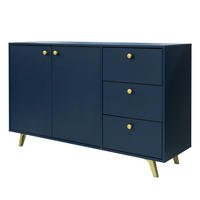 KOMMODE GALIO 100/112/41cm mit Schubladen 4 Türen Blau - Blau, Holzwerkstoff (100/112/41cm) - MASSENO