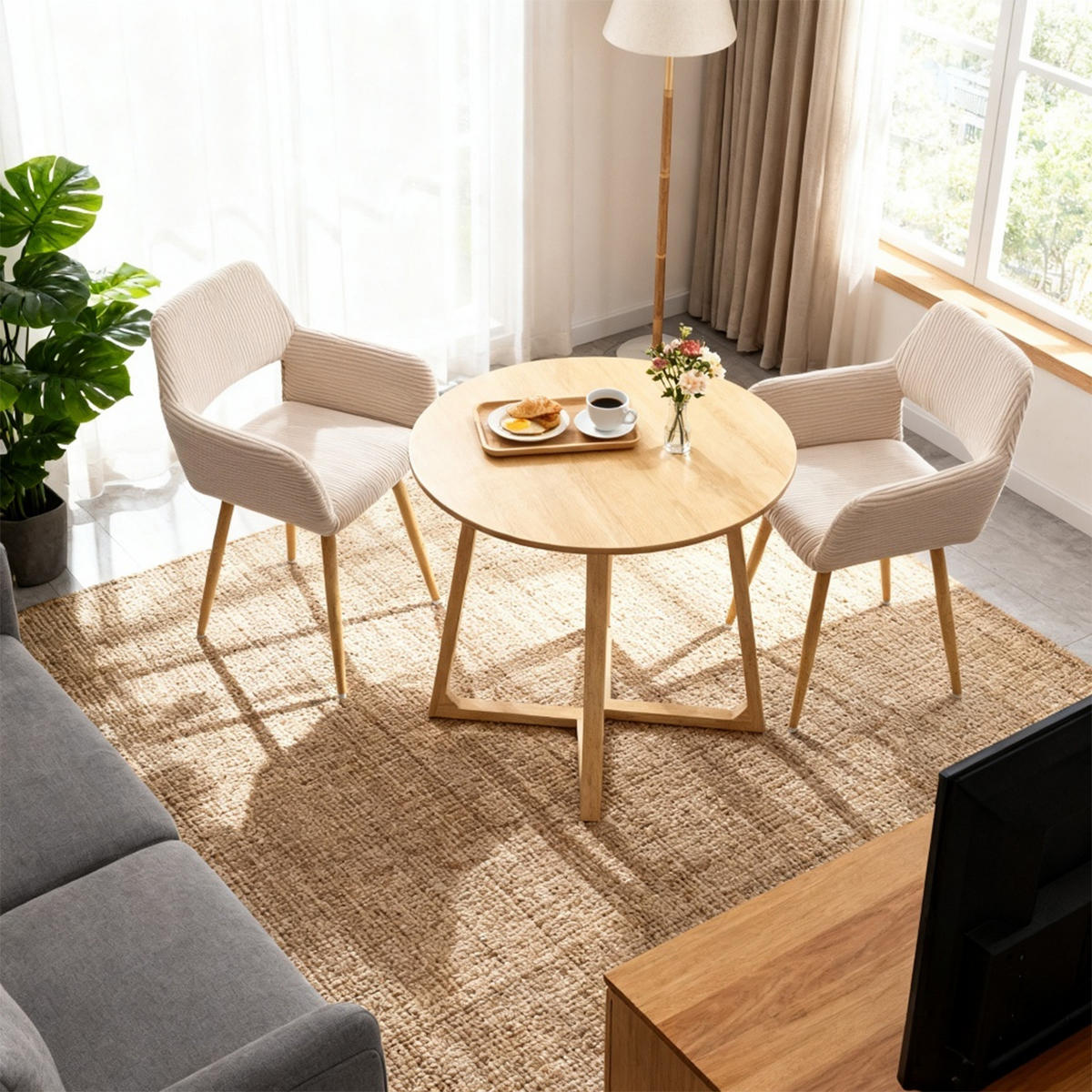 ESSZIMMERSTÜHLE 2er-Set, mit Metallbeinen, für Küche, Wohnzimmer, Schlafzimmer und Büro, Hellbeige - Beige, Textil/Metall (56/78/56cm) - Meubles Cosy
