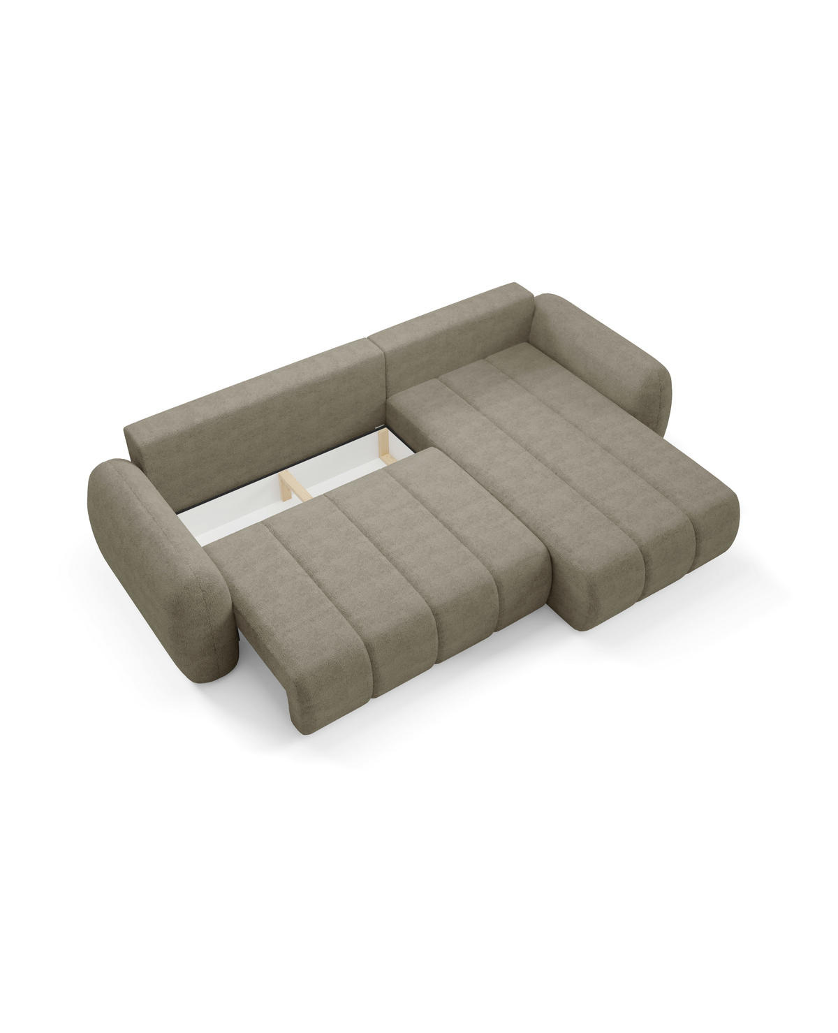 ECKSOFA mit Schlaffunktion Premium Beige - Beige/Schwarz, Holz/Holzwerkstoff (304/190cm) - Furnisell