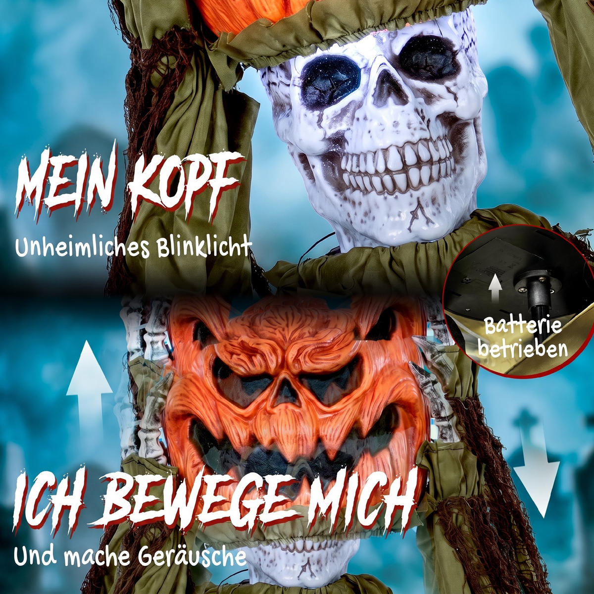 HALLOWEEN-DEKORATION Metall Polyesterfaser Dunkelgrün - Dunkelgrün, Metall (20/173/50cm) - HOMCOM