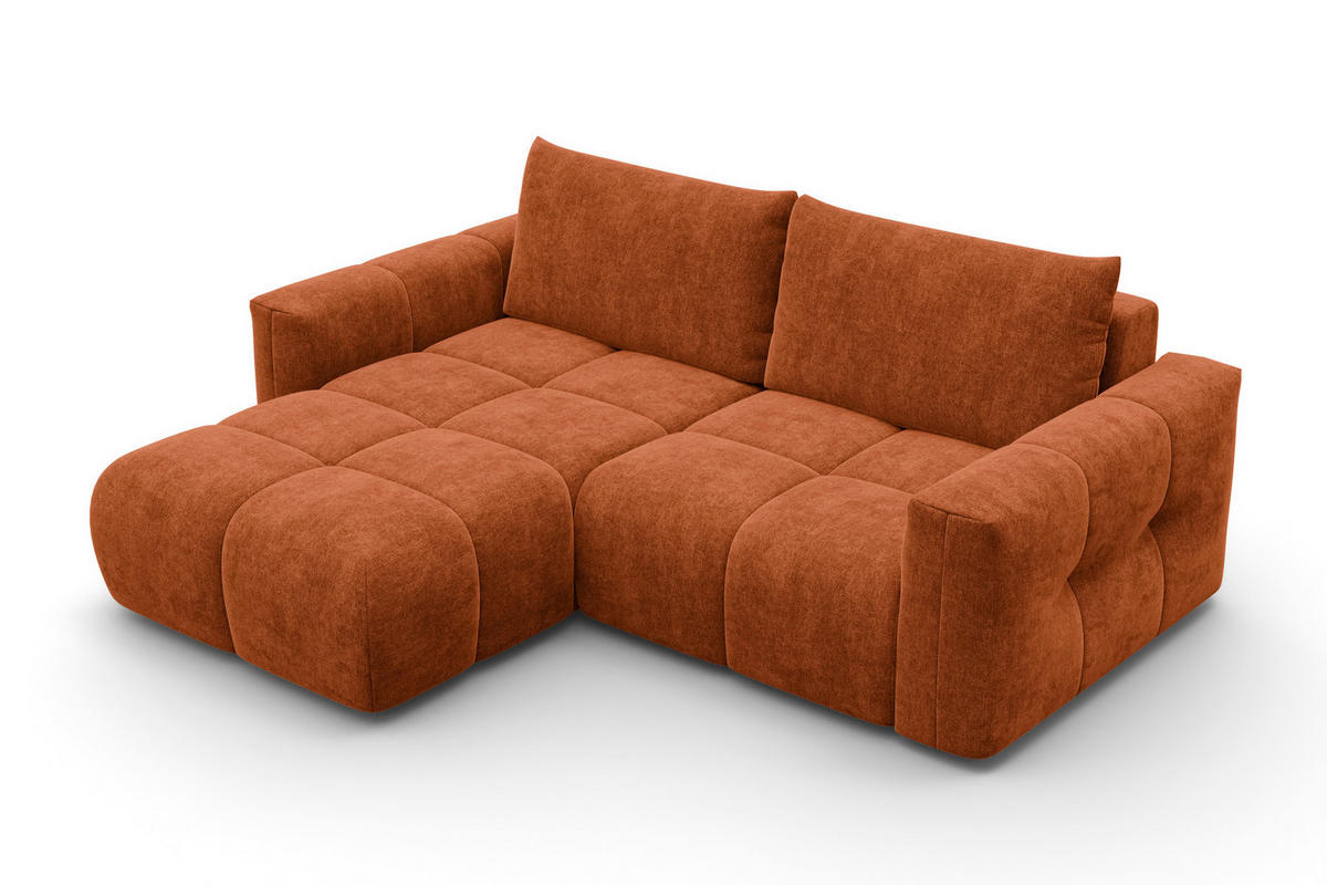 ECKSOFA VERONA 3-Sitzer links, Orange - Schwarz/Orange, Holz/Textil (224/173cm) - Courtois Laville