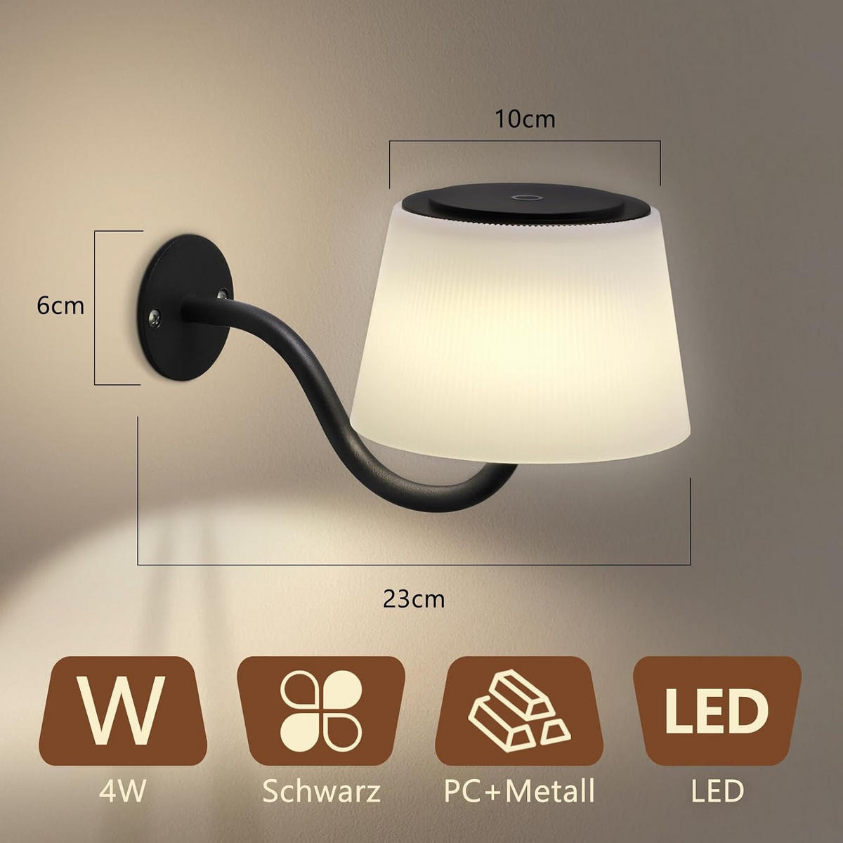 LED-WANDLEUCHTE Luminating 18/13/13 cm - Schwarz, Metall (13/13/18cm) - ZMH