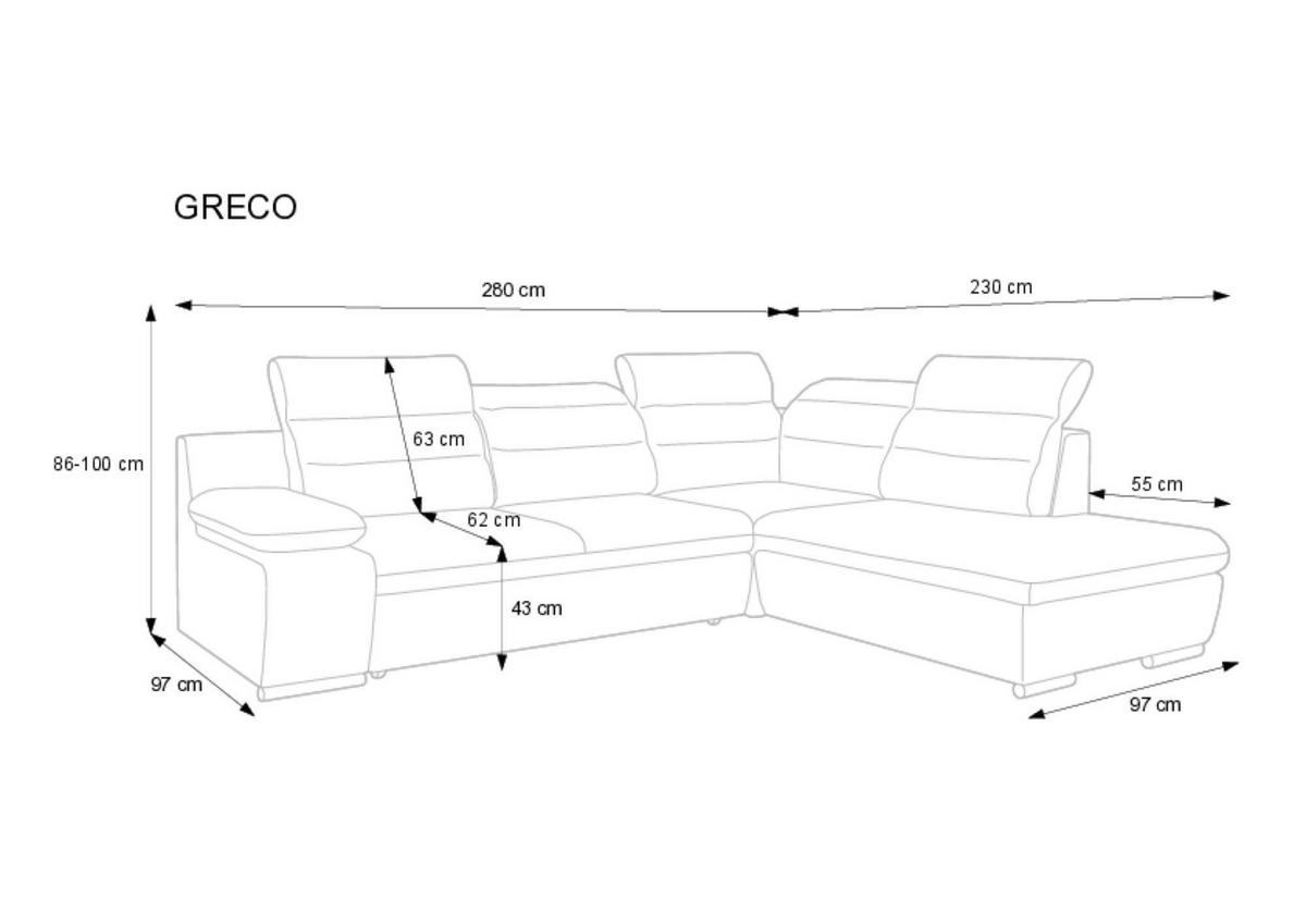 ECKSOFA GRECO Blau 280x230x100 cm - Blau, Textil (280/230cm) - FURNLUX