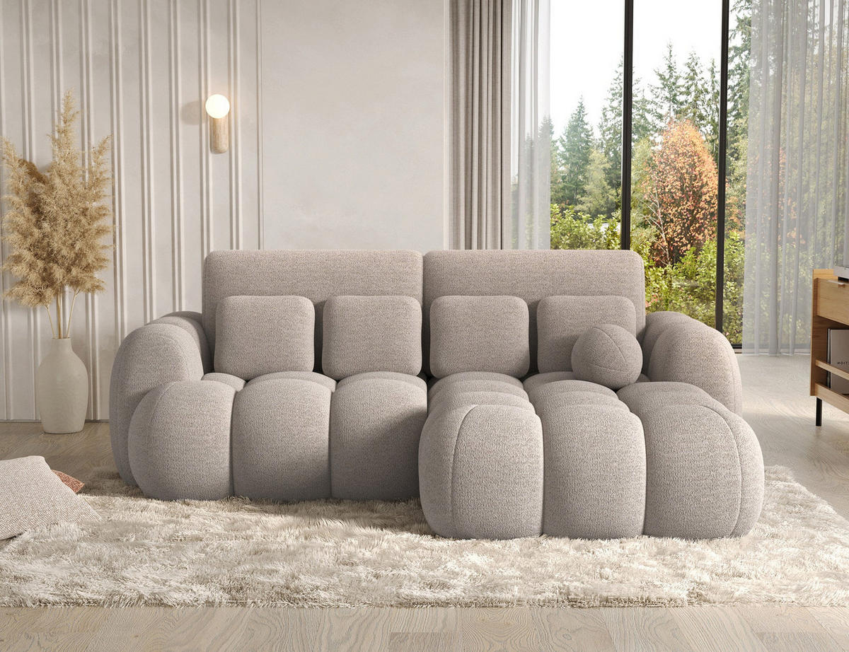 ECKSOFA COVELION L-Form – Schlaffunktion, Bettkasten, Wellenfederung, HR-Kaltschaum, inkl. Kissen, moderner Wohnkomfort - Creme, Kunststoff (167/260cm) - Wohnideebilder